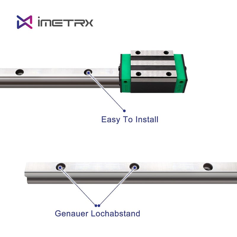 iMetrx HGR20 Linear Guide Rail Kit - 2 Pcs 200mm Rails + 4 Pcs HGH20CA Bearing Blocks High Precision, Anti-Rust for 3D Printers, CNC Routers, Lathes & DIY Automated Machines - Image 3